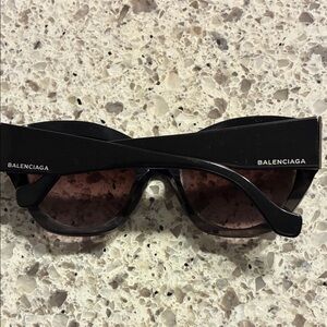 Balenciaga Black and Brown Cat-Eye Sunglasses
